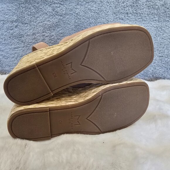 Marc Fisher LTD Nelly Ankle-Strap Suede Wedge Espadrilles Pale Blush Size 10 - Picture 5 of 9